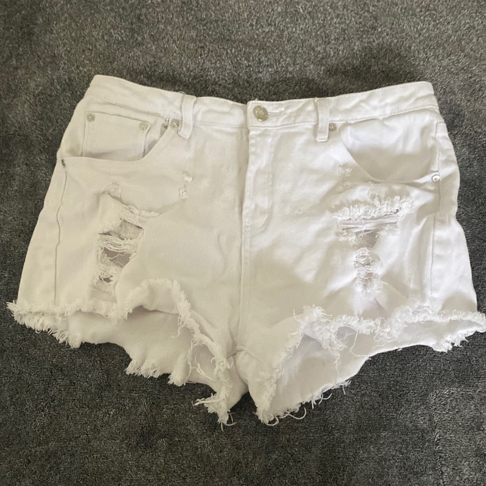 White Ripped Jean Shorts